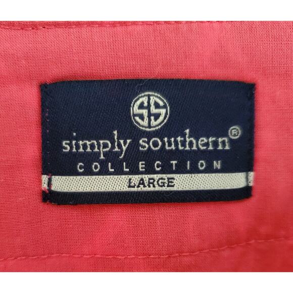 SIMPLY SOUTHERN Women's L Tunic Top Cover Up Starfish Pink Green 3/4 Sleeve 40" - Picture 3 of 7